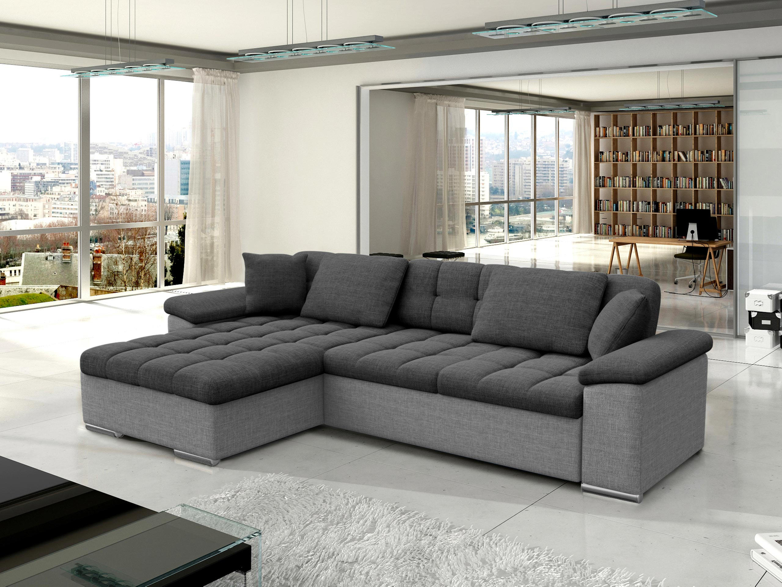 Thumbnail - Mirjan24 Ecksofa, Greige, Textil, 5-Sitzer, Ottomane links,Rechteckig, 280x160 cm, Wohnzimmer, Sofas & Couches, Wohnland...