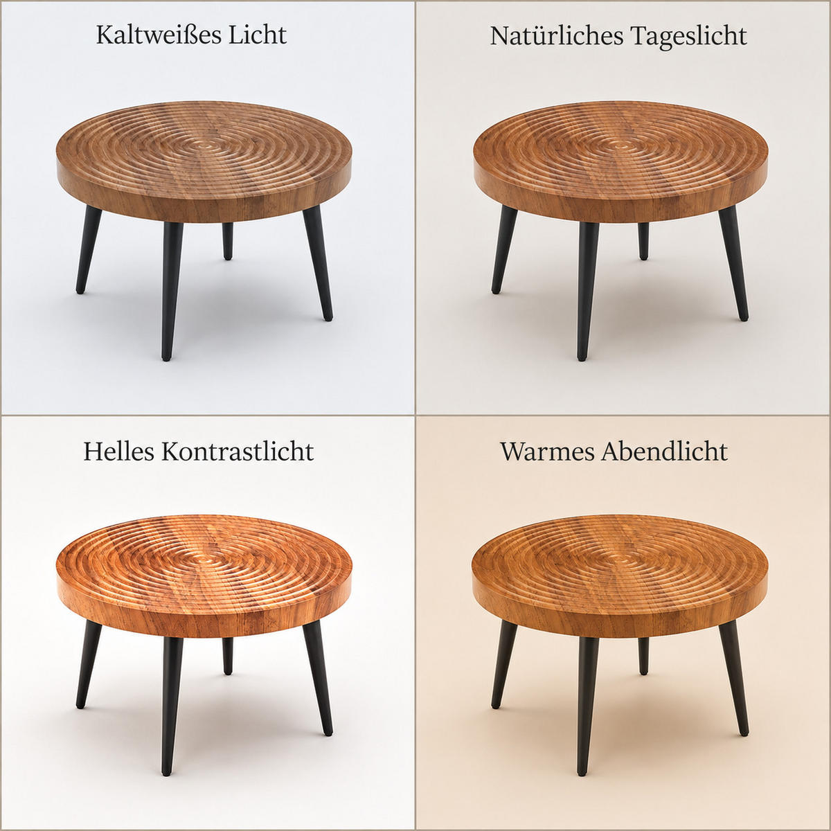 KONFERENČNÍ STOLEK kulatý v dekoru ořechu s černými kovovými nohami - barva vlašského ořechu, kompozitní dřevo (60/60/37cm) - Urban Meuble
