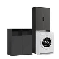 MEHRZWECKSCHRANK SET Der Allzweckwaffe - Schwarz, Holzwerkstoff (145/180/40cm) - Mokebo