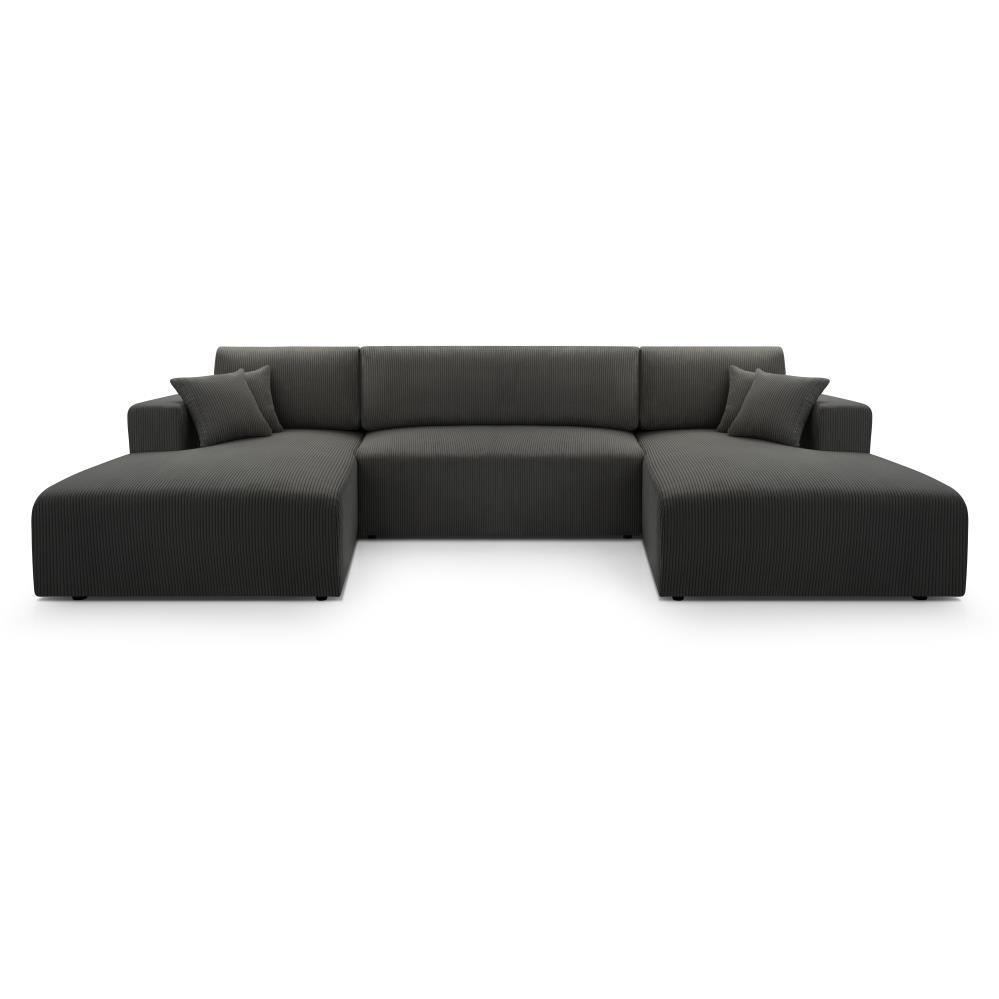 WOHNLANDSCHAFT Corso U 365 cm dunkelgrau - Dunkelgrau/Schwarz, Textil (364/84/187cm) - Beautysofa