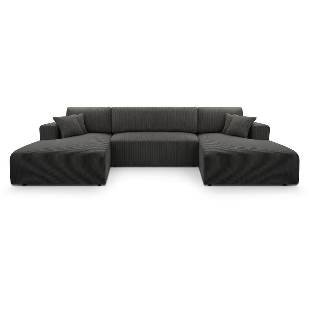 WOHNLANDSCHAFT Corso U 365 cm dunkelgrau - Dunkelgrau/Schwarz, Textil (364/84/187cm) - Beautysofa