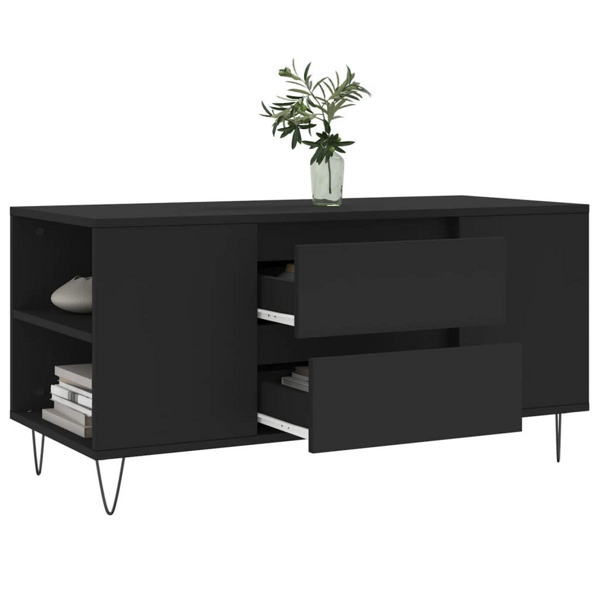 COUCHTISCH Schwarz 102x44,5x50 cm Holzwerkstoff - Schwarz, Holzwerkstoff (102/44.5/50cm) - furnicato