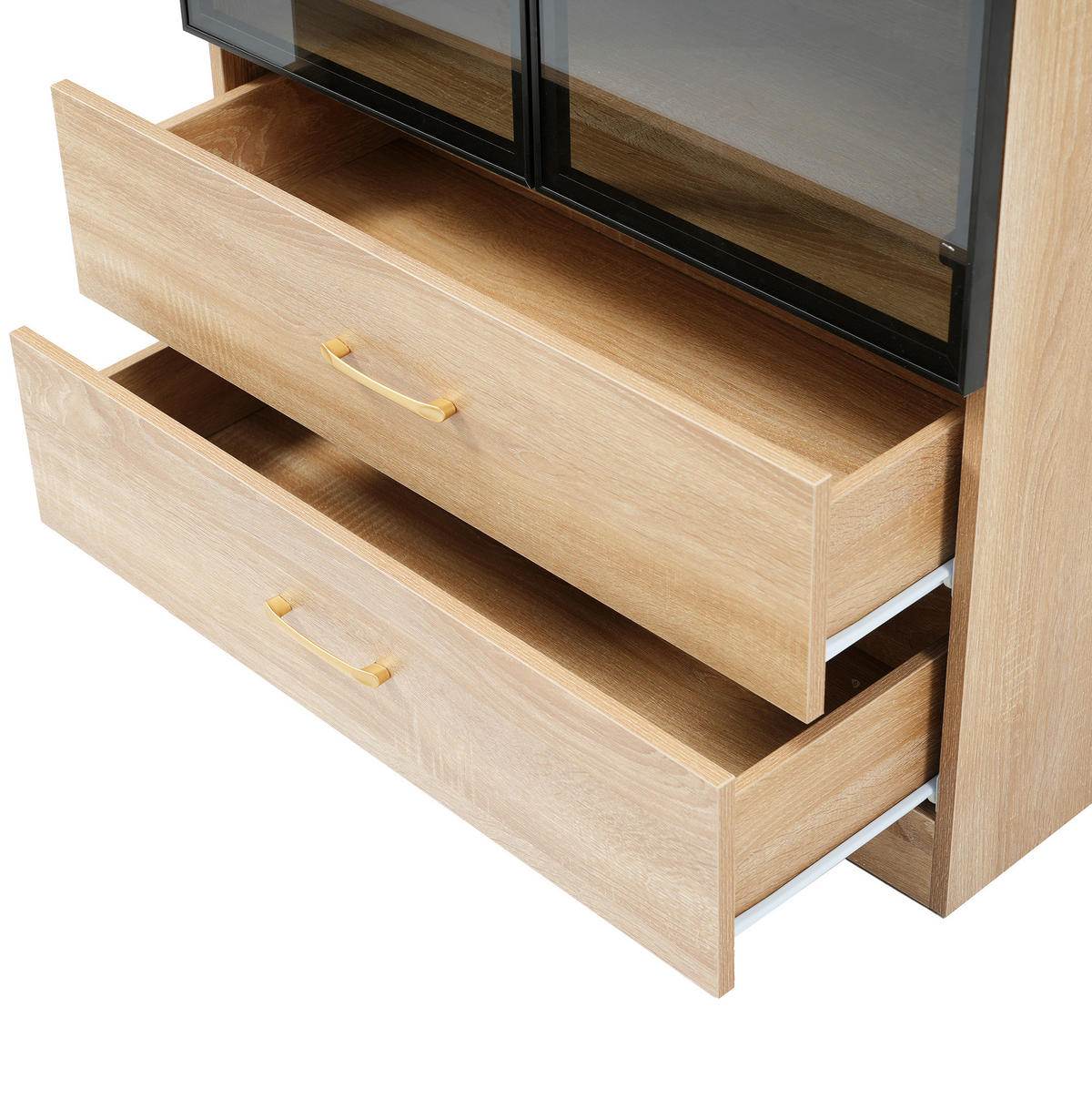 VITRINE Braun aus MDF mit Glastür und Lichtleiste - Braun, Holzwerkstoff (34.5/170/75cm) - OKMYHOME