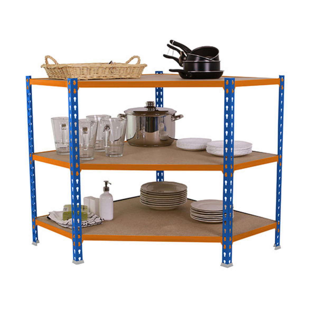 ECKREGAL Small Muli HxBxT 90 x 90 x 50 cm 3 Fachböden Fachlast 200 kg Blau-Orange - Gelb, Metall (90/90/50cm) - PROREGAL