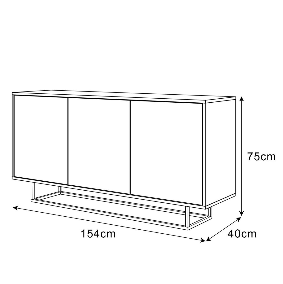 SIDEBOARD SANAYI auf weißem Gestell, Hochglanz Weiß - Weiß Hochglanz/Weiß, Holzwerkstoff (154/75/40cm) - Lookway