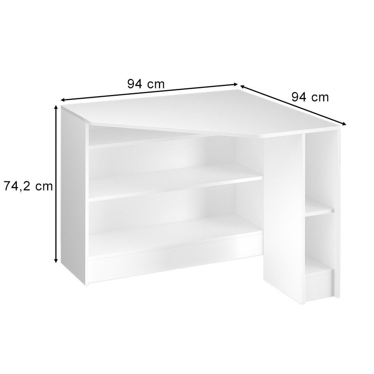 ECKSCHREIBTISCH Alvaro Weiß 94 x 94 cm - Weiß, Holzwerkstoff (94/94/74.2cm) - Vicco
