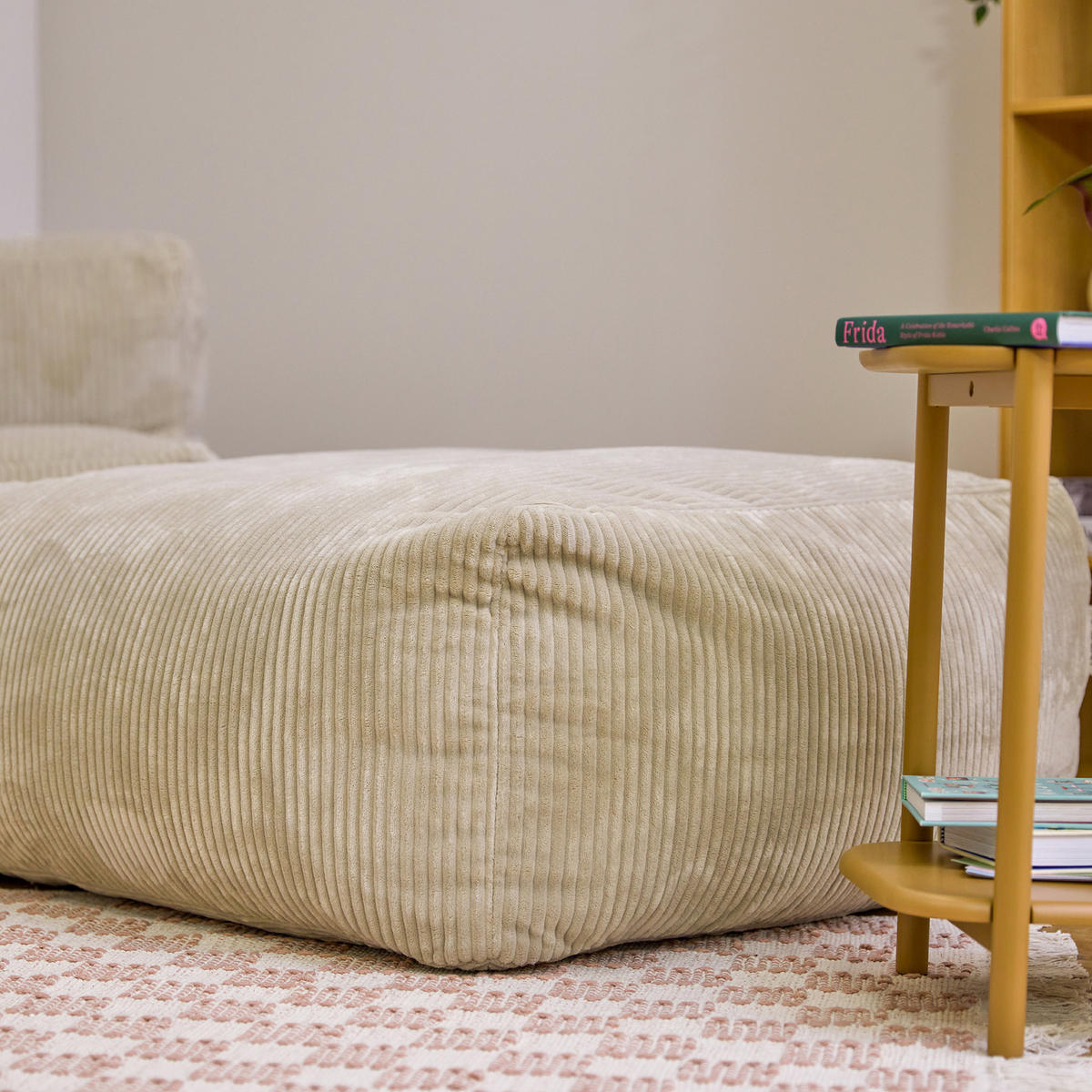 SITZSACK-SOFA 2-tlg.: Ecksessel, Fußstütze - Beige, Textil (550/46/95cm) - icon
