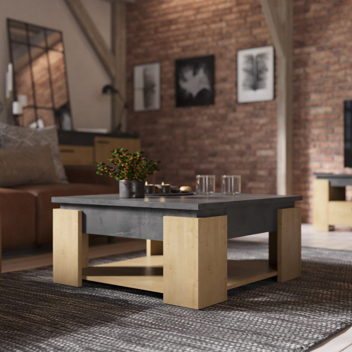 COUCHTISCH - austin 80/80/37,2 cm - Apfelbaumfarben, Holzwerkstoff (80/80/37.2cm) - Calicosy
