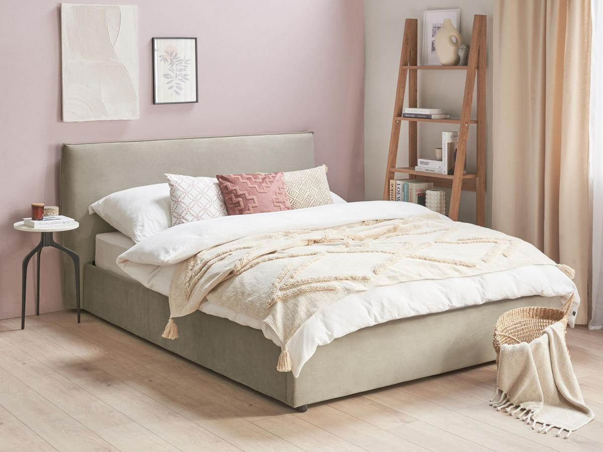 POLSTERBETT 160/200 cm Taupe Lavaur - Taupe, Textil (160/200cm) - Beliani