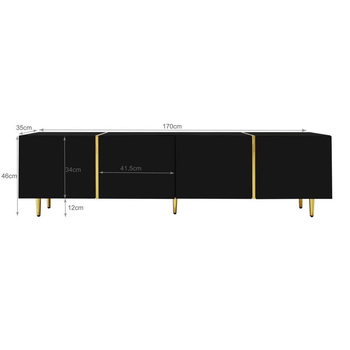 LOWBOARD in Schwarz mit 4 Türen - Schwarz, Holz (35/46/170cm) - KOMHTOM