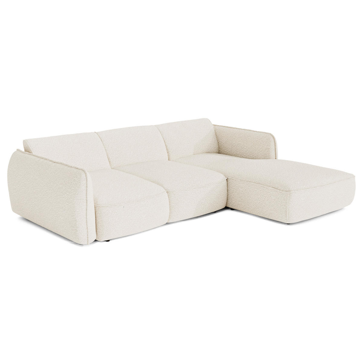 ECKSOFA RECHTS Bouclé-Stoff 274cm - Creme, Textil (274/174cm) - Sia Home