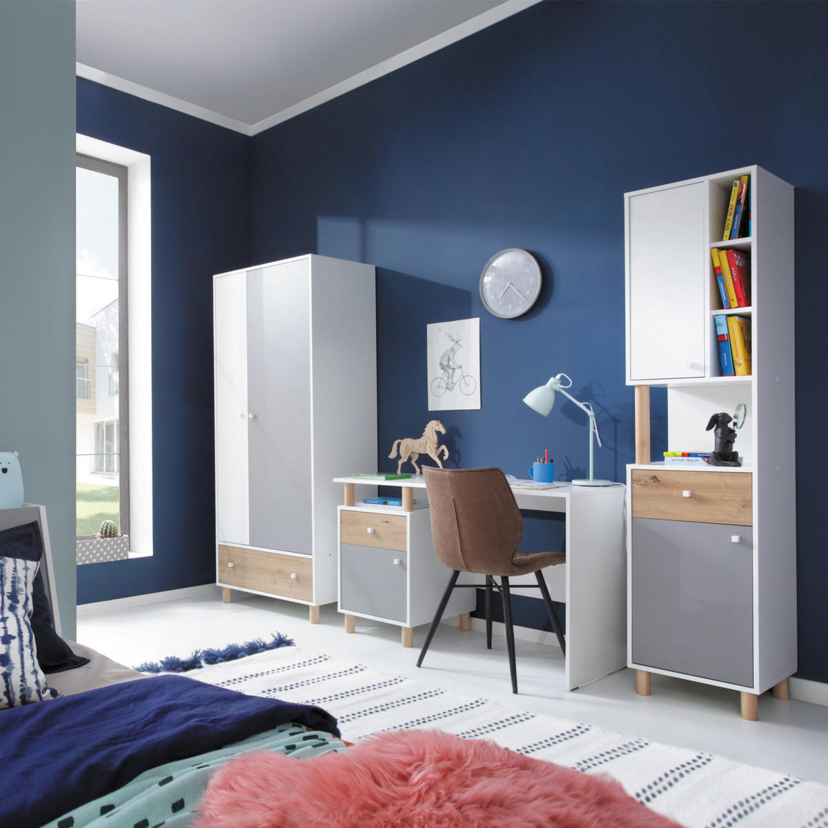 BÜCHERREGAL Figo mit 2 Türen und 1 Schublade - Weiß/Eiche Artisan, Holzwerkstoff (45/190/40cm) - Beautysofa
