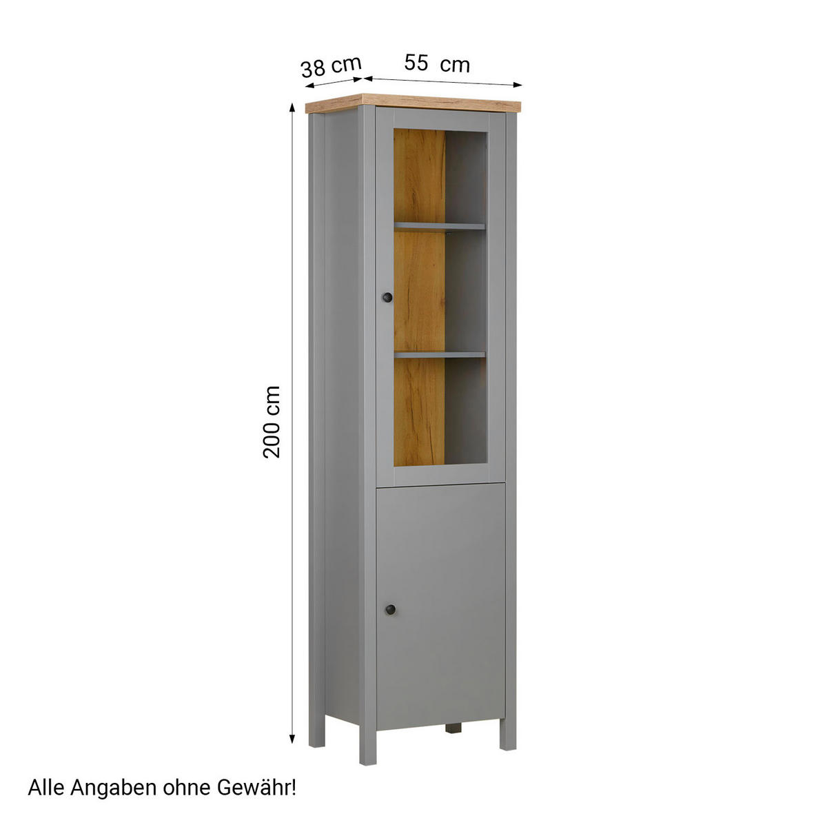 VITRINE in Grau - Grau, Holz (55/200/38cm) - Homestyle4u
