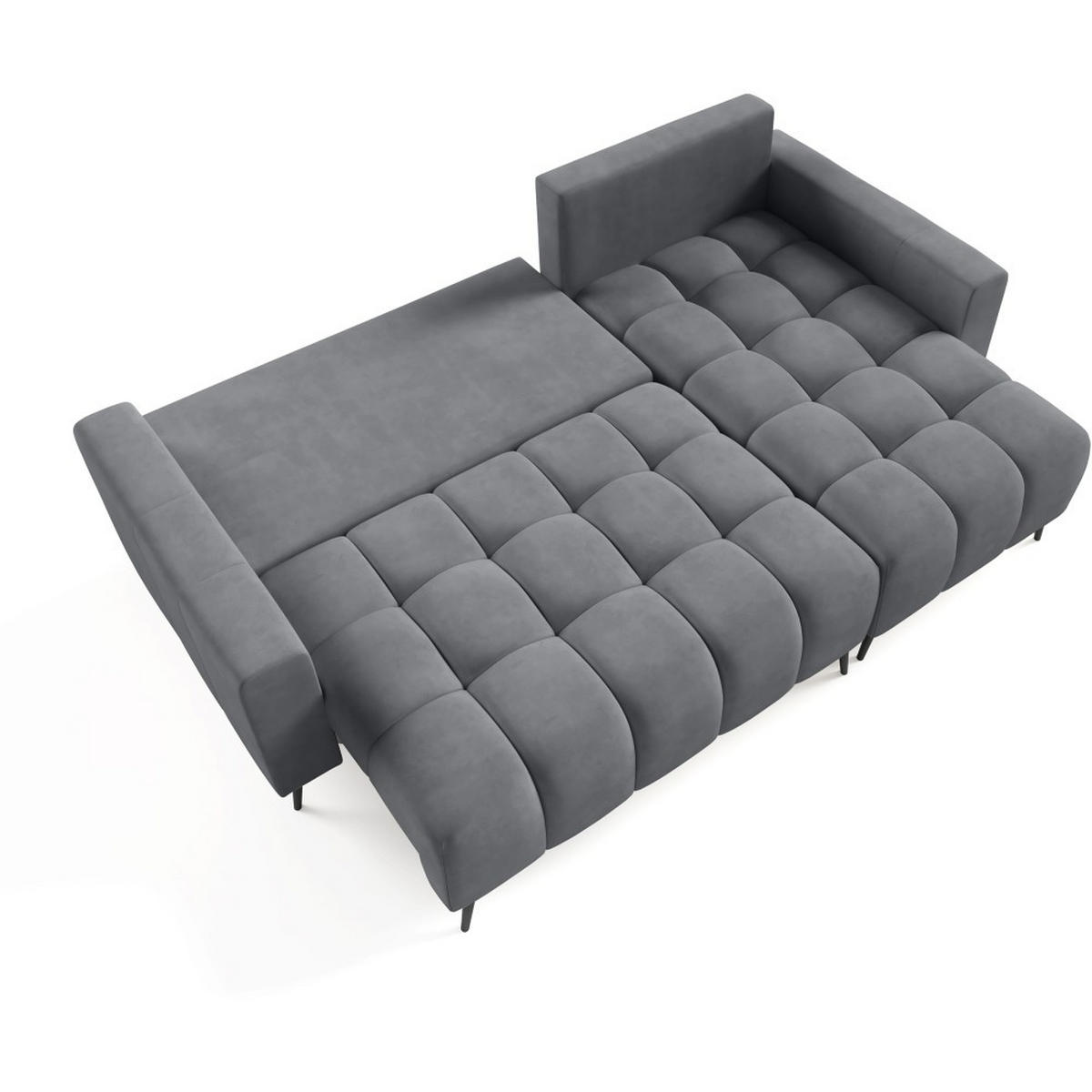 ECKSCHLAFSOFA Denver im Veloursstoff, Hellgrau - Hellgrau/Schwarz, Textil (232/148cm) - Beautysofa