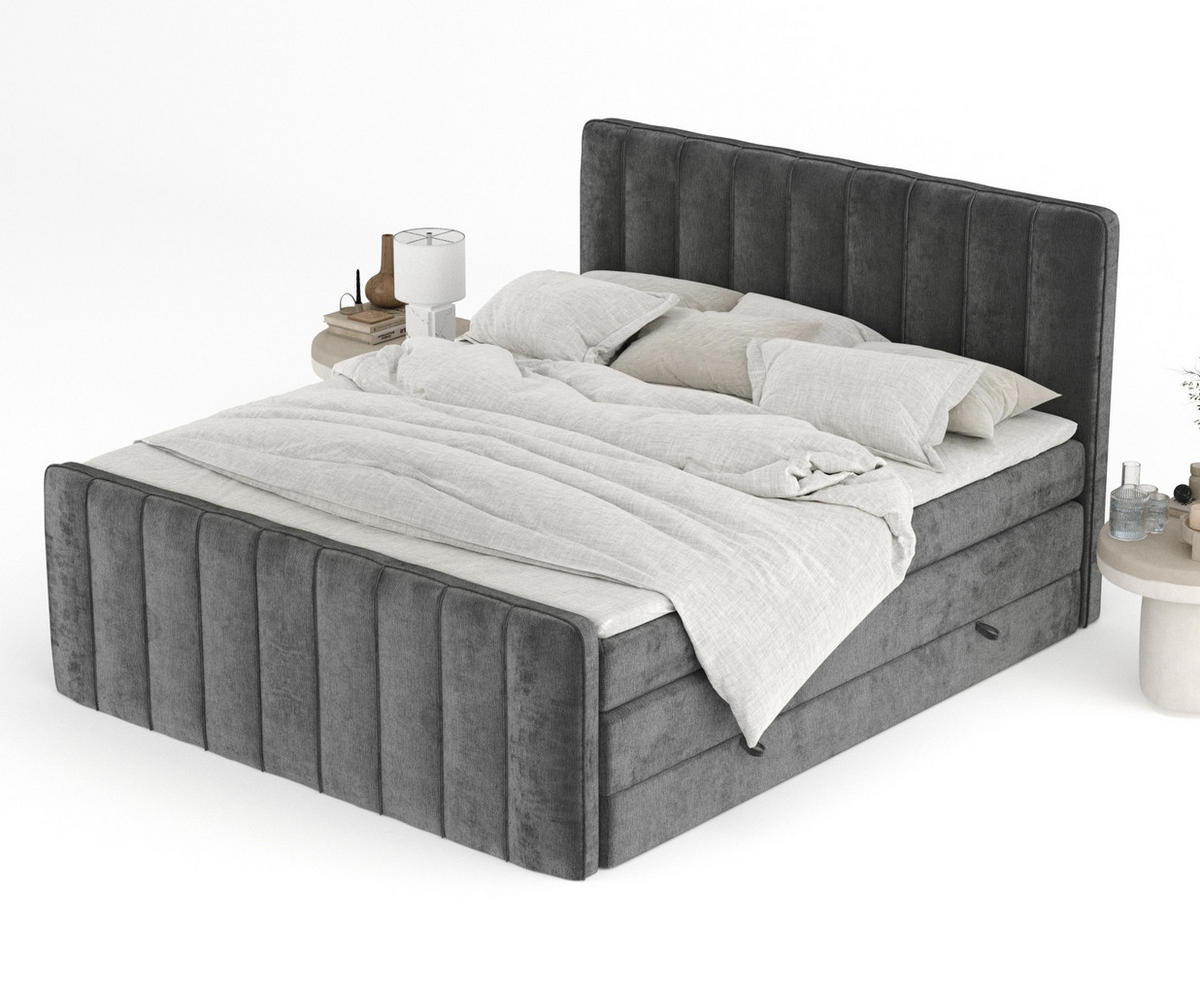 BOXSPRINGBETT Novara Anthrazit 160/200 cm - Anthrazit/Schwarz, Holz/Holzwerkstoff (160/200cm) - Maison de Reve