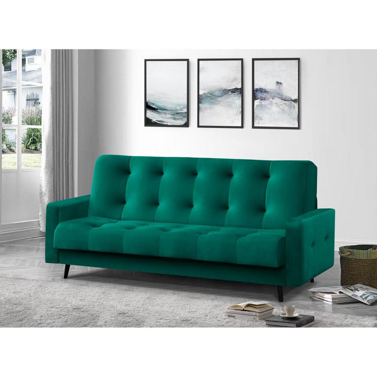 3-SITZER Schlafsofa Nancy Bis grün - Grau, Holz/Textil (220/89/93cm) - Beautysofa