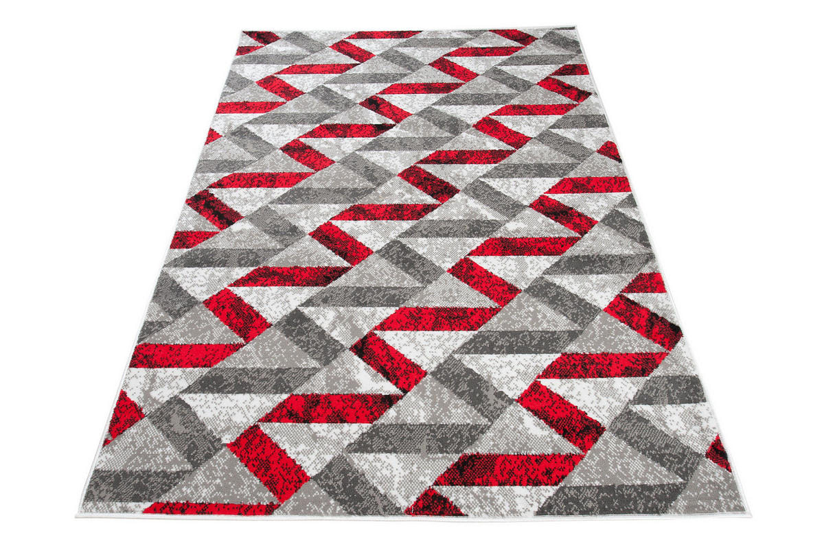 TEPPICH MAYA Rot Geometrisch Streifen Meliert 80/150 cm - Rot, Textil (80/150cm) - Tapiso