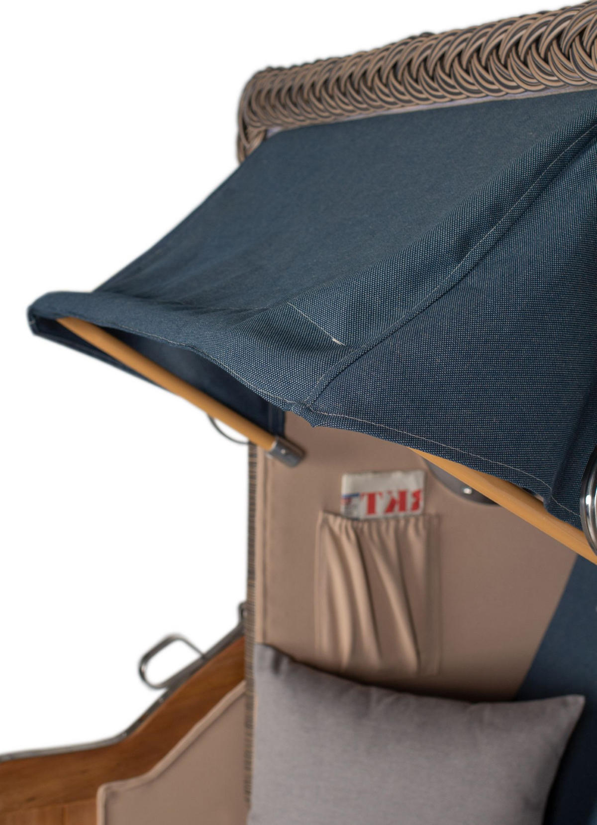 STRANDKORB Komplettset: Ammersee Single Teak Bullauge - PE grau - Modell 593 - Grau, Holz/Kunststoff (96/165/80cm) - bene living