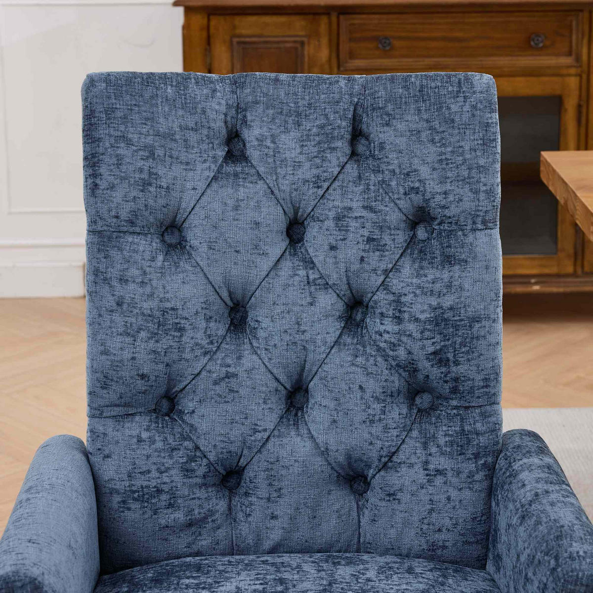 ARMLEHNSTUHL DE-36357 mit Chenille-Bezug Blau - Blau, Holz (57/100.5/69cm) - ComfortXL