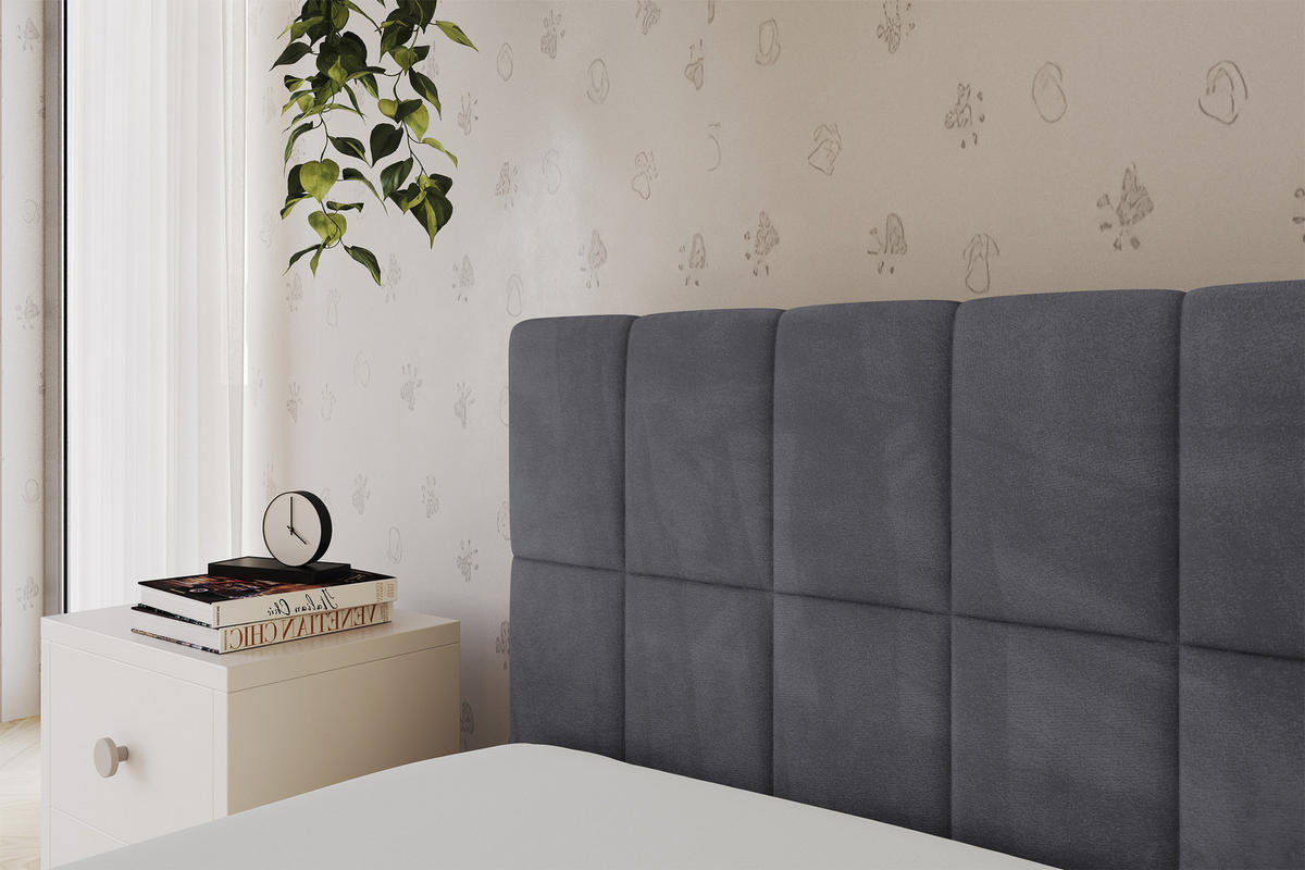 EINZELLBETT Jugendbett mit Bettkasten, Rechts - TULY 100x200 Dunkelgrau - Titanfarben, Holzwerkstoff/Textil (100/200cm) - ALTDECOR