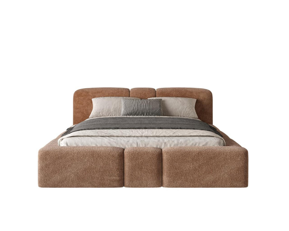 POLSTERBETT Monte160x200 cm- Bettkasten und Stauraum - Doppelbett mit Stabilem Metallrahmen - Monte-Stoff- Hellbraun - Hellbraun, Holzwerkstoff (160/200cm) - Chilly