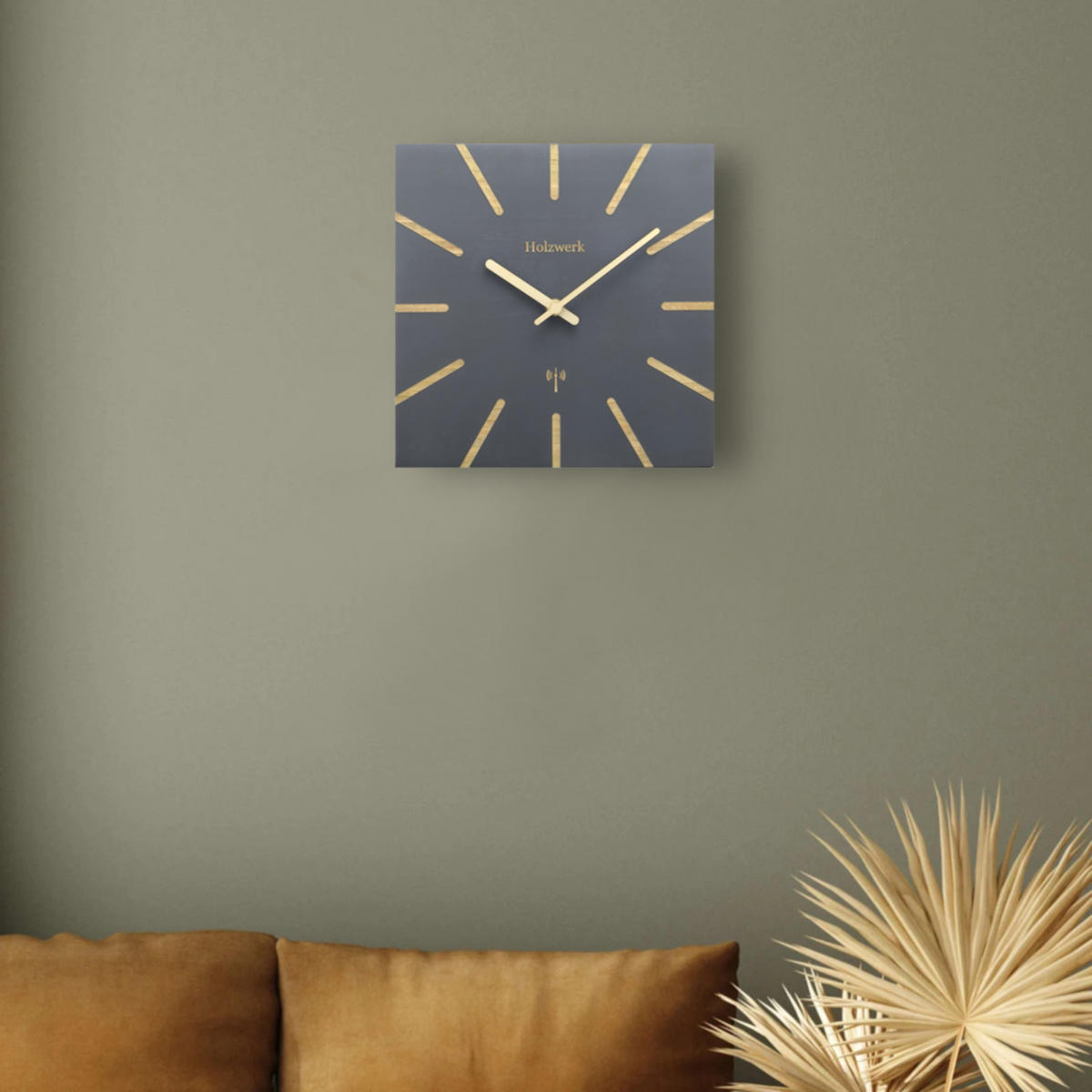 WANDUHR Holz Designer eckige MAINBURG (FUNK) Loft Wand Uhr, grau - Dunkelgrau, Holz/Metall (25/25/2cm) - Holzwerk