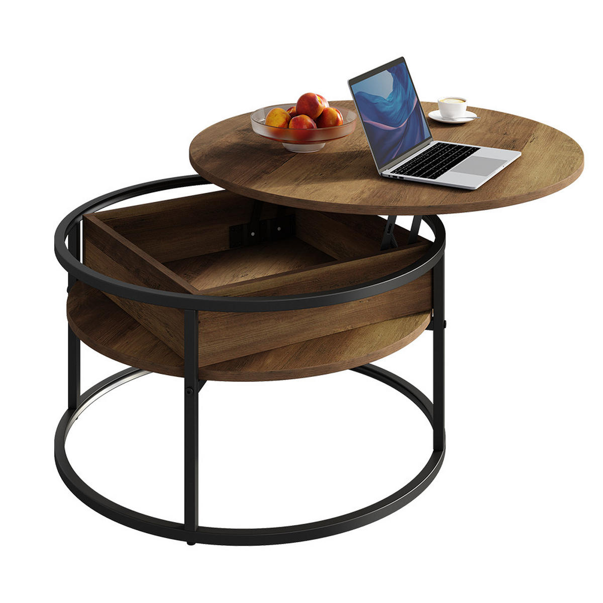 COUCHTISCH Marlo Holz 77 x 77 cm - Schwarz/Sonoma Eiche, Holzwerkstoff (77/77/52cm) - Vicco
