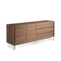 SIDEBOARD Glas Walnuss 188/45/75 cm - Transparent/Walnussfarben, Glas/Holz (188/75/45cm) - ANGEL CERDA
