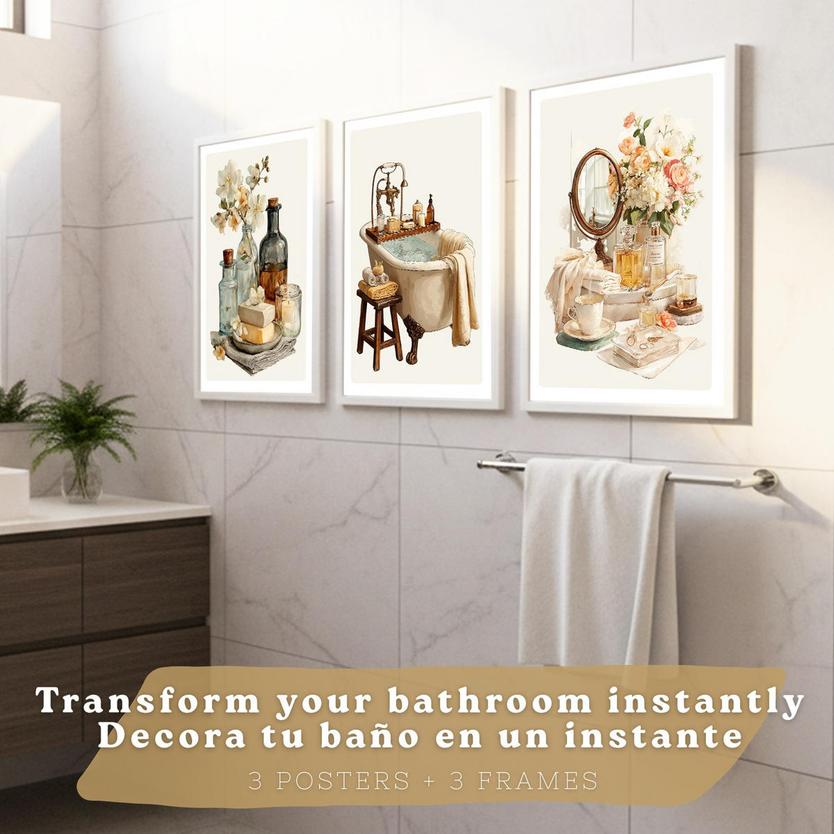 PLAKÁT Sada 3 Tiempo relax Bílý rám A3 - bílá, papír (42/29.7/3cm) - Nacnic