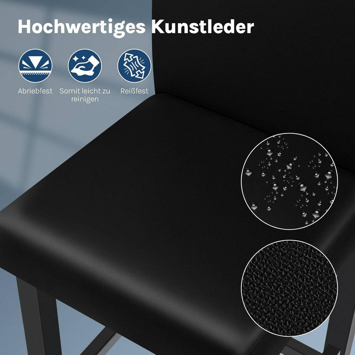 BARHOCKER 2er Set, Massivholz, Antirutschgummi, Kunstleder - Schwarz, Holz (41.5/110.5/48cm) - Woltu