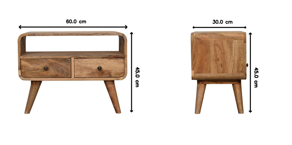 TV-ELEMENT Massives Mangoholz, Eichenholz-Finish 45 x 30 x 60 cm - Messingfarben/Braun, Holz/Metall (60/45/30cm) - Artisan Furniture