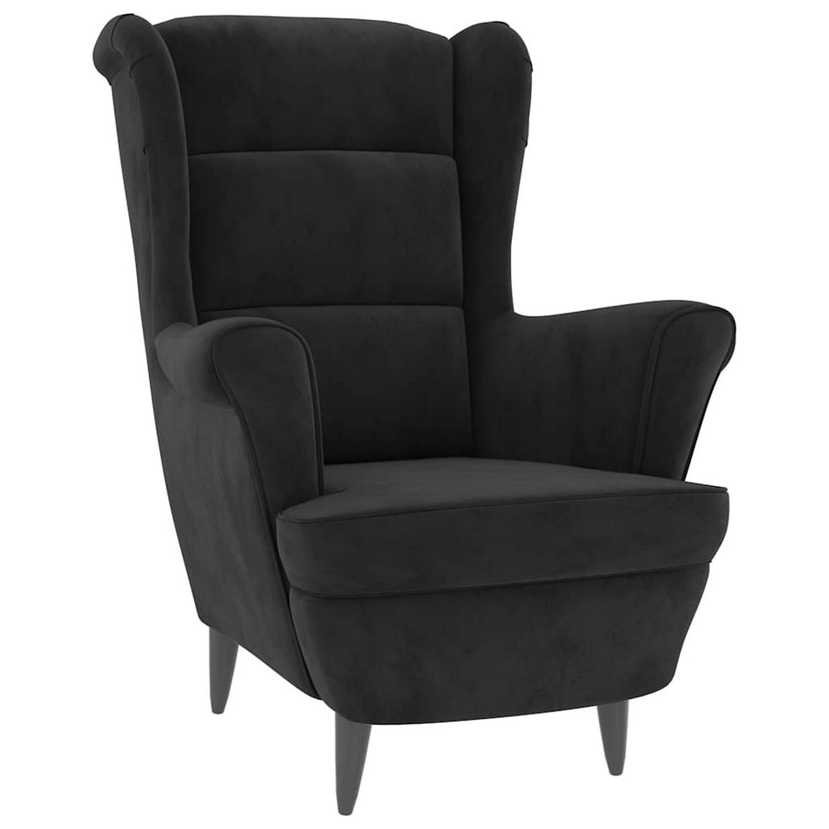SESSEL MIT HOCKERN 81/90/96.5 cm Schwarz Samt - Schwarz, Textil (90/96.5/81cm) - vidaXL
