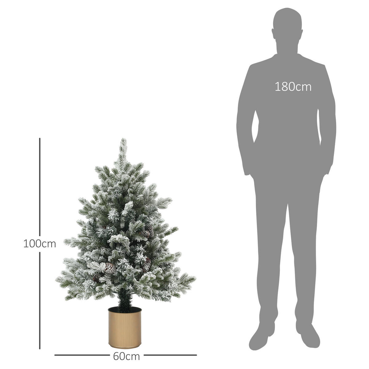UMĚLÝ vánoční stromek, 100 cm vánoční stromek se 130 větvičkami, nehořlavý - zelená barva, plast (100cm) - HOMCOM