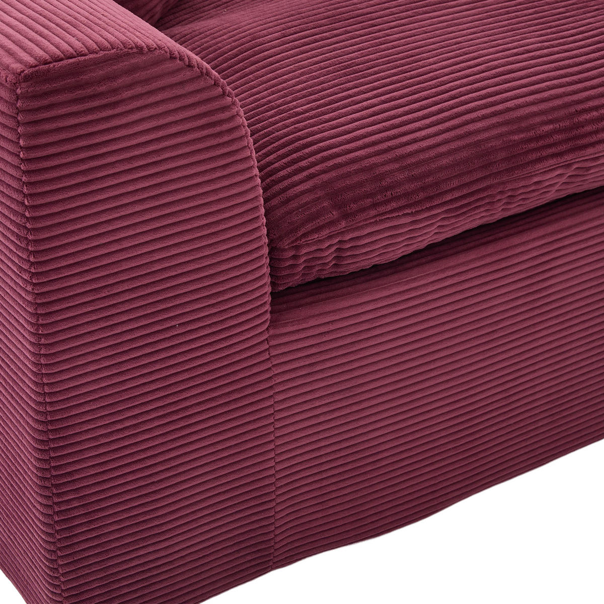 2-SITZER SOFA Cord Weinrot mit Kissen - Weinrot, Textil (204/84/102.5cm) - WISHDOR