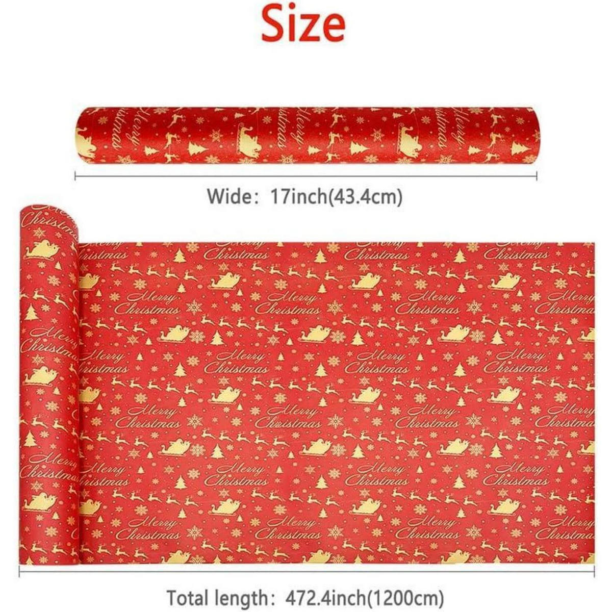 GESCHENKPAPIERROLLE Weihnachtsmann & Elch 43 cm x 20 m Kraftpapier recycelbar - Rot, Papier (43/43/43cm)