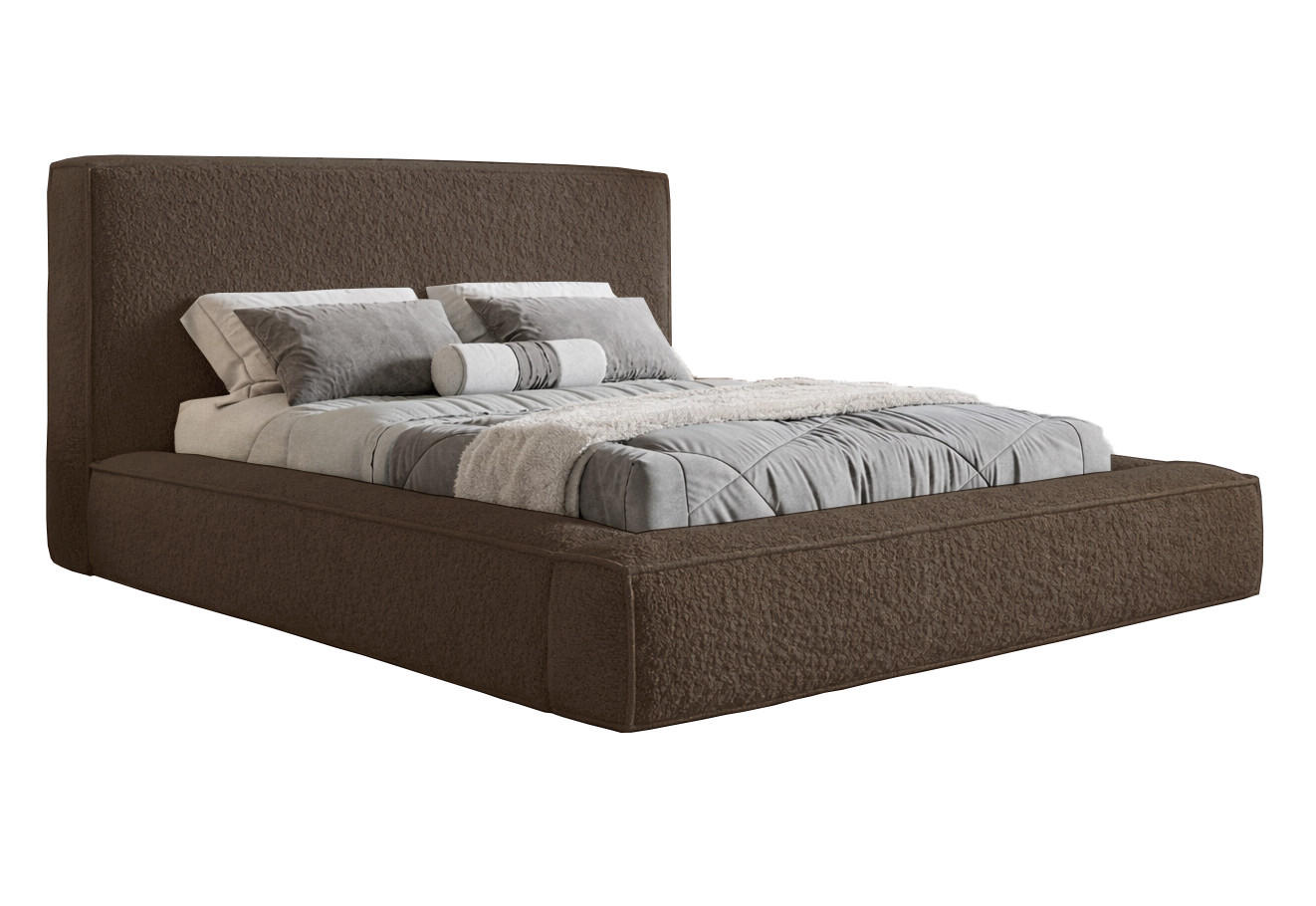 POLSTERBETT Boucle 180x200 Karano, Dicker Schaum, Bettkasten, Braun - Braun, Holz/Textil (180/200cm) - Emporius