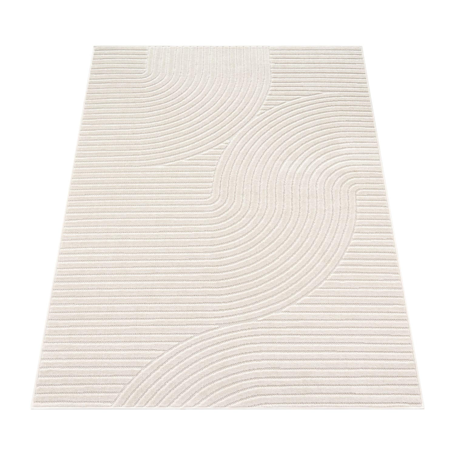 TEPPICH Kurzflor Struktur Wohnzimmer schmutzabweisend Creme Rechteckig 160x230 - Creme, Textil (230/160cm) - KADIMA DESIGN