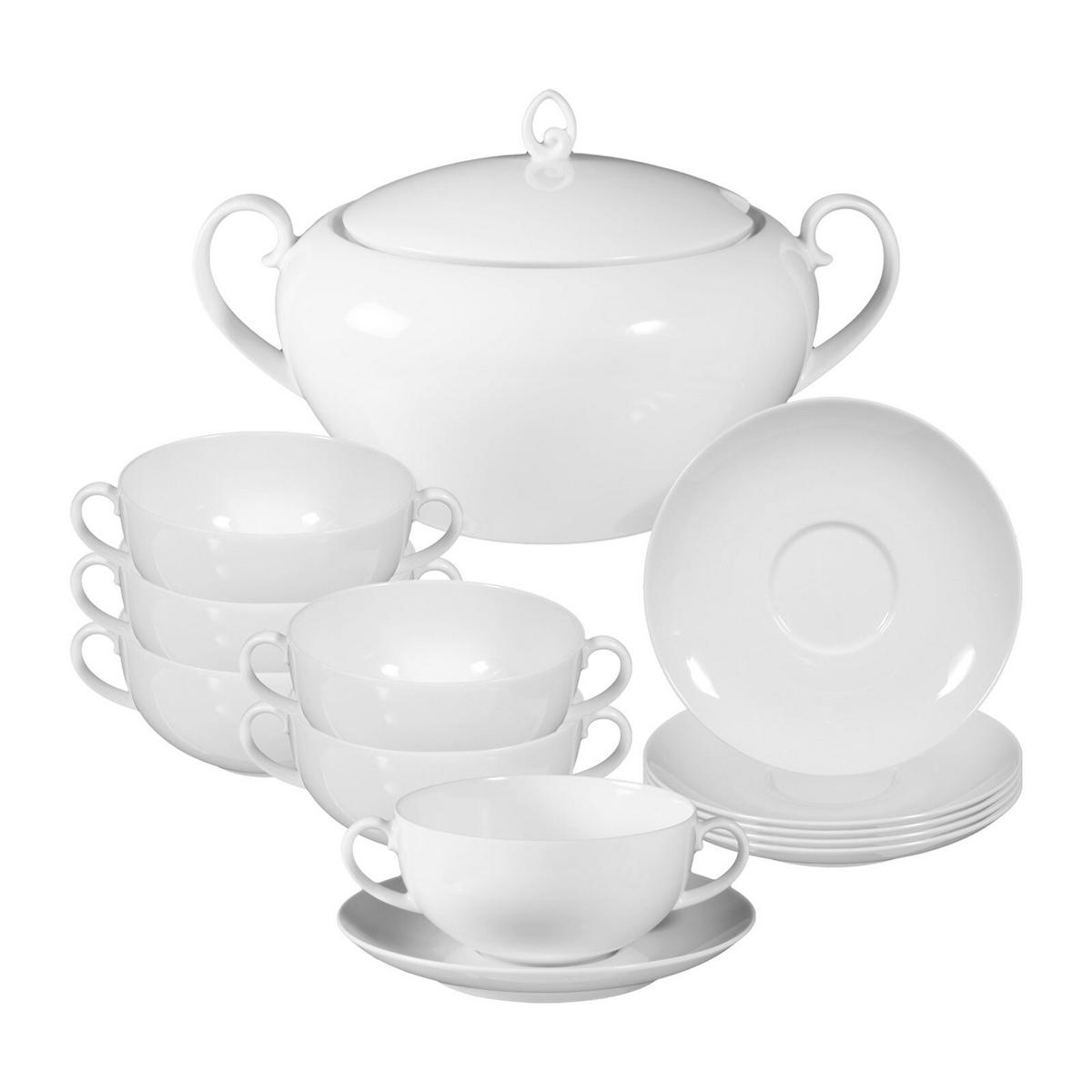 SUPPEN-SET Rondo/Liane weiß 13er Set - Weiß, Keramik (1/1/1cm) - Seltmann Weiden