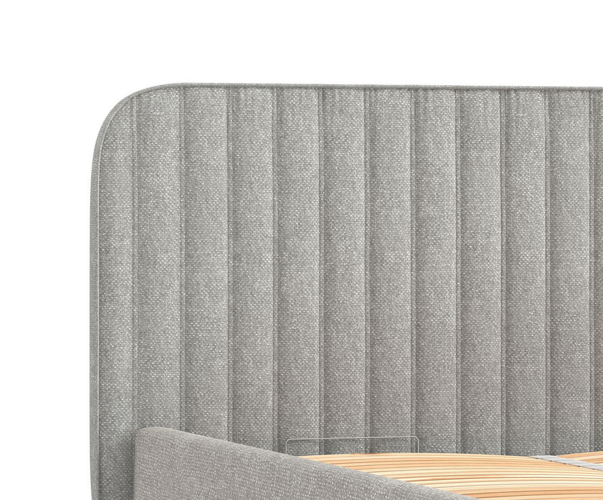 POLSTERBETT Noto Hellgrau 160/200 cm im Chenille-Stoff - Hellgrau/Naturfarben, Holz/Holzwerkstoff (160/200cm) - Maison de Reve