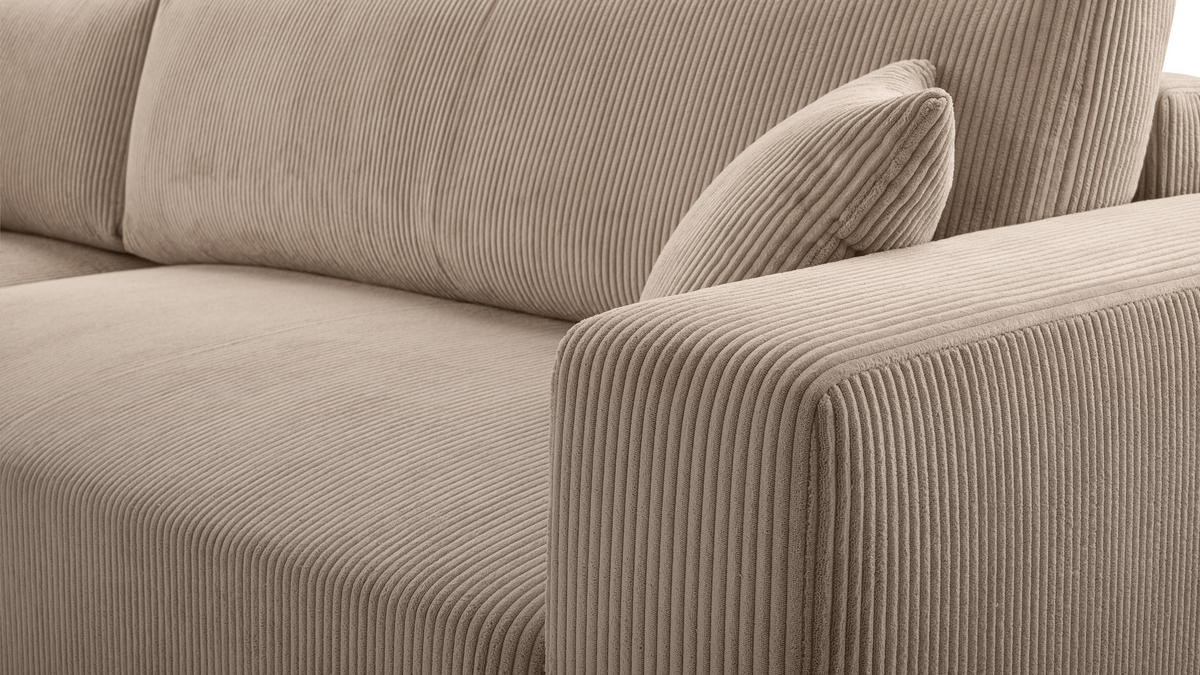 WOHNLANDSCHAFT Catea Beige 364/145/85 cm mit Schlaffunktion - Beige/Schwarz, Kunststoff/Textil (364/84/145cm) - AX Living