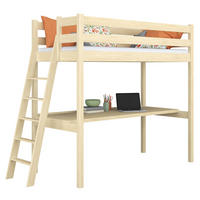 HOCHBETT N02 mit Schreibtisch Klare Kiefer 90/190 - Braun, Naturmaterialien/Holz (90/190cm) - N-Wood