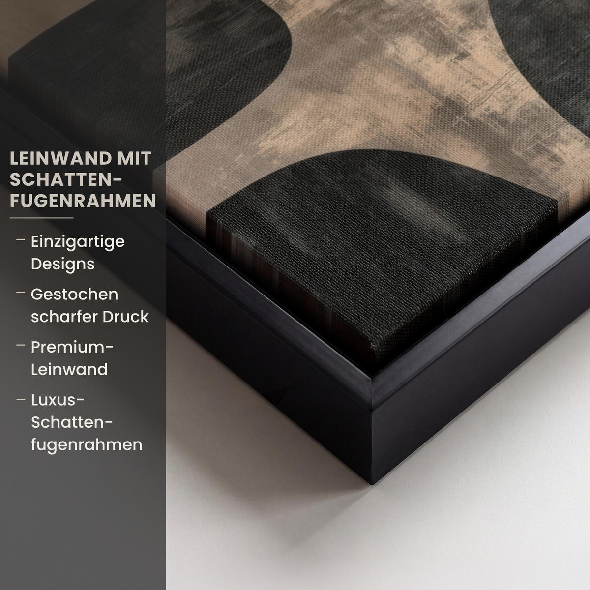 LEINWAND Bilder mit Rahmen - Abstrakt - Flugzeuge - Schwarz - Rund - 40x30 - Beige, Textil (40/30cm) - MuchoWow