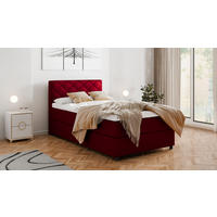 BOXBETT Diamaro 120x200 cm mit Bettkasten und Topper - Rot - Rot, Holz (120/200cm) - Homesy