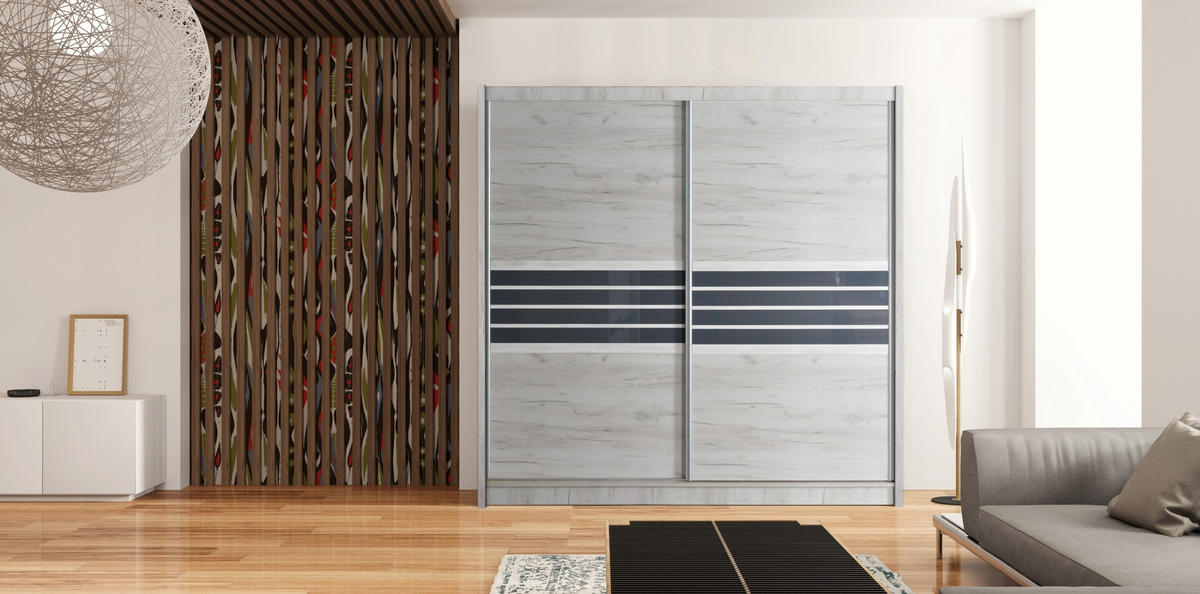 SCHWEBETÜRENSCHRANK RIVEN 203/215/61 cm 2-türig Braun - Braun, Holzwerkstoff (203/215/61cm) - MASSENO