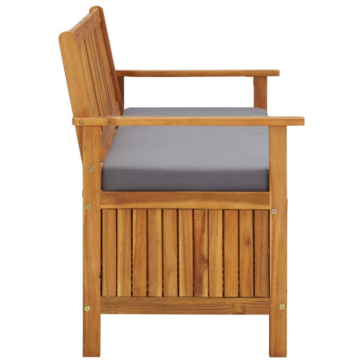 GARTENBANK mit Stauraum 120 cm Massivholz Akazie - Grau, Holz (120/84/63cm) - furnicato