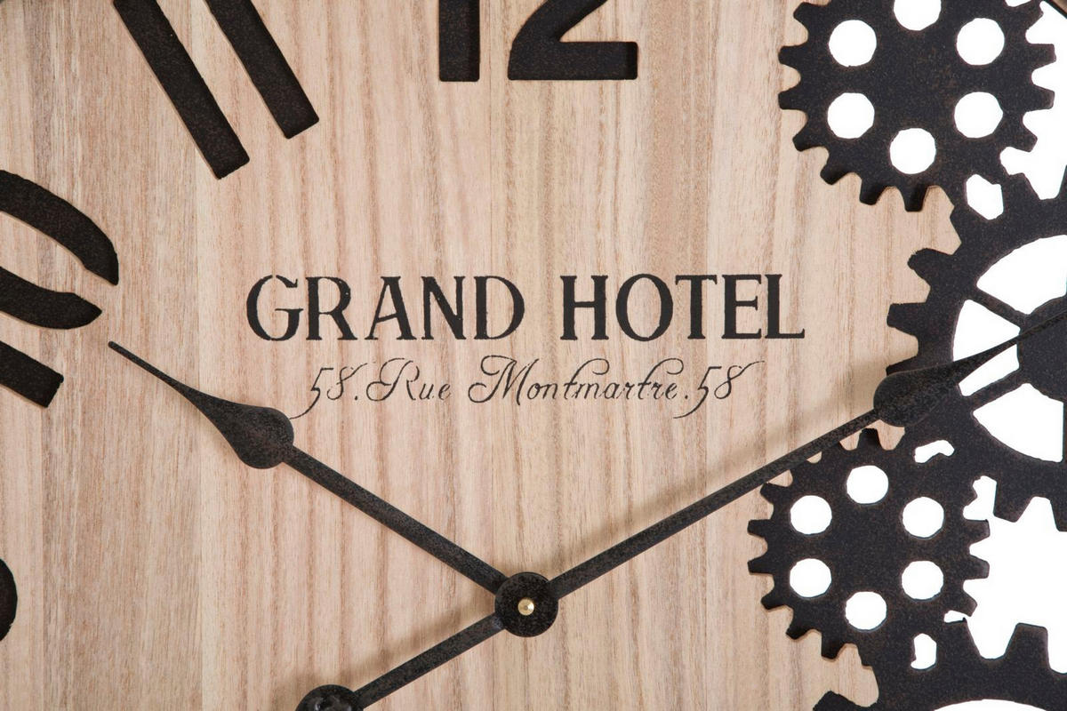 WANDUHR Grand, braun und schwarz, Eisen und MDF, 60 x 4,5 x 60 cm - Schwarz/Braun, Holzwerkstoff/Metall (60/60/4.5cm) - Mauro Ferretti