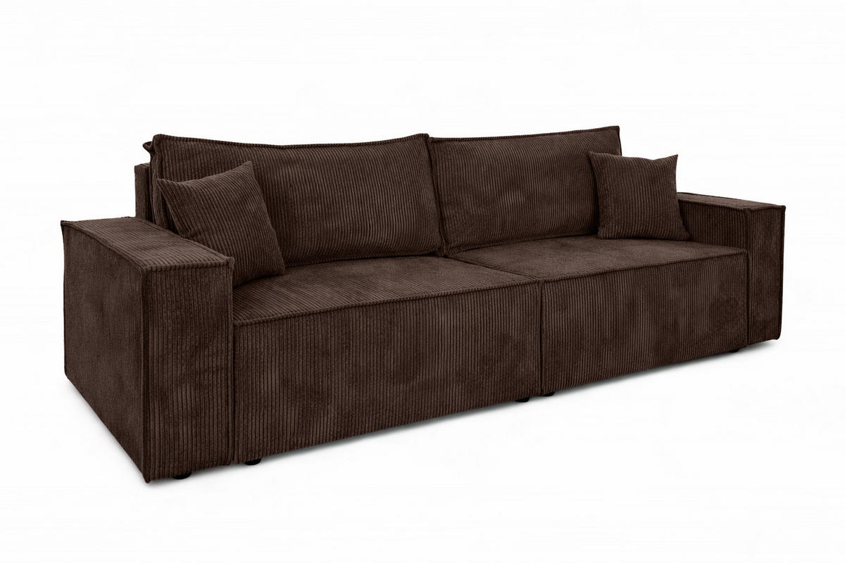 SOFA Mit Schlaffunktion Und Bettkasten, Cordstoff Poso, Braun, BEST SCORNER - Braun, Holz (245/83/90cm) - Kaiser Möbel