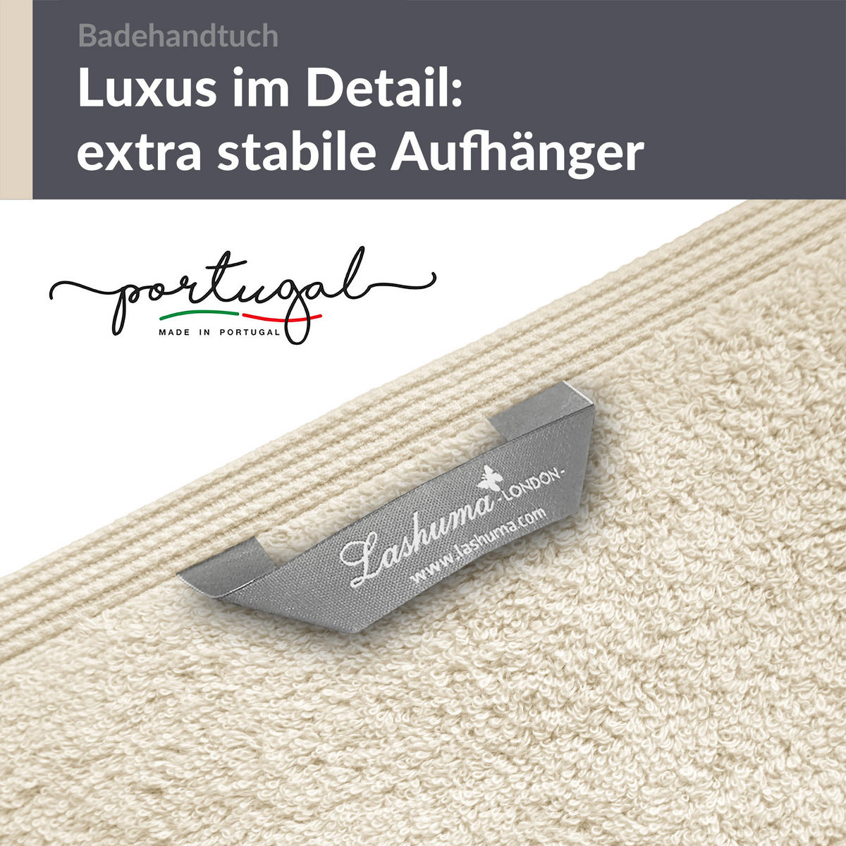 BADETUCH London Natur 2er Set 100x150 - Naturfarben, Textil (100/150cm) - Lashuma