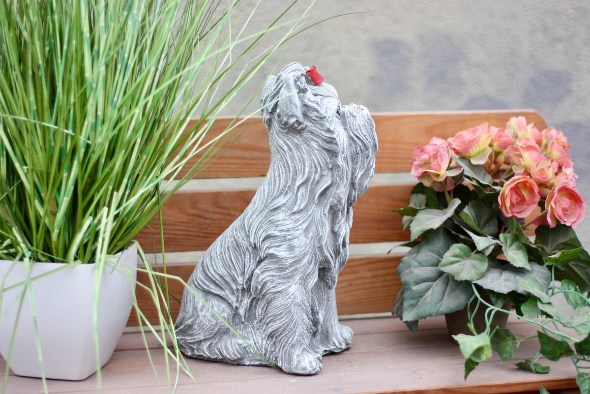 STEINFIGUR Yorkshire Terrier, Betonsteinguss, - Grau, Stein (15/30/22cm) - stoneandstyle