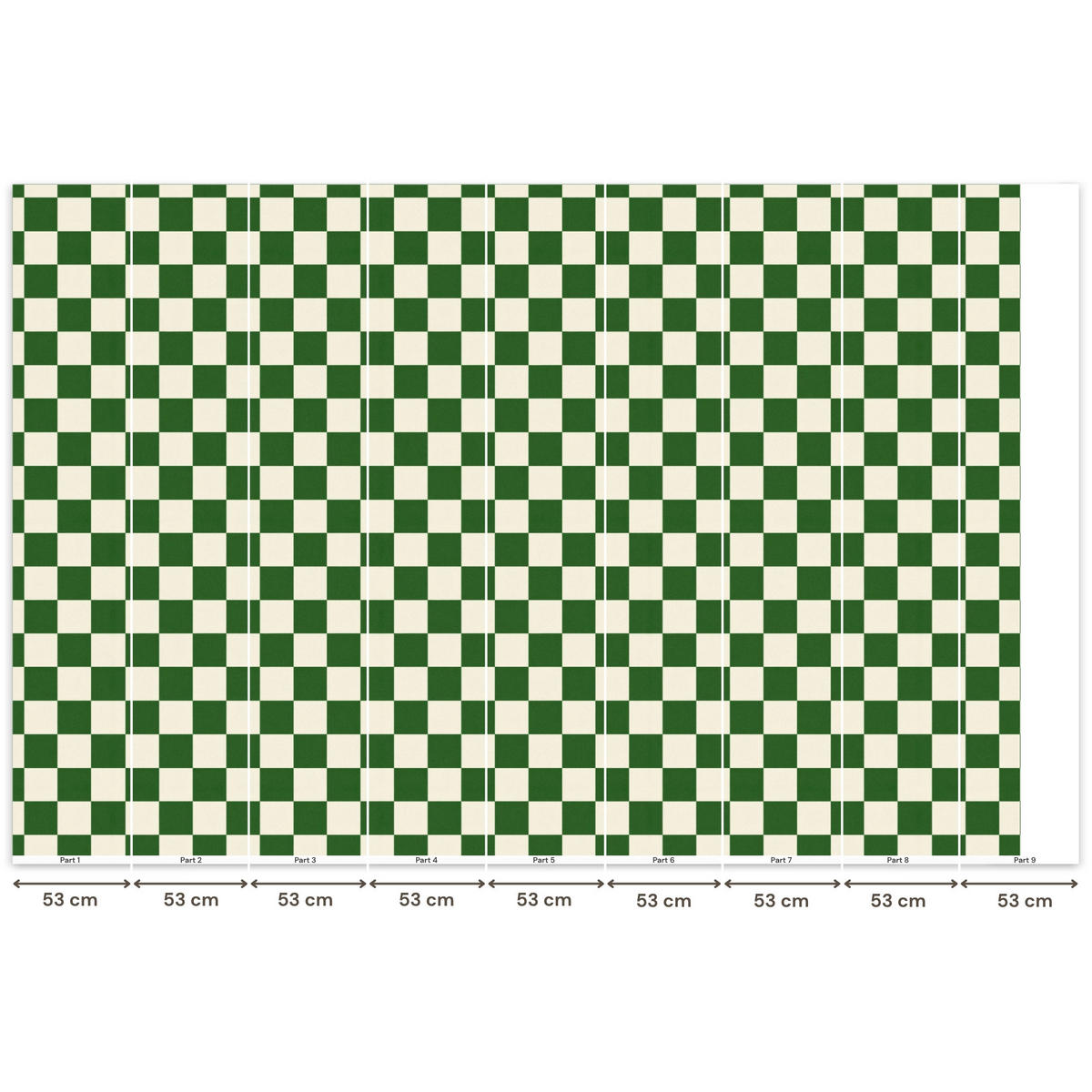 KINDERTAPETE - Schachbrett - Muster - Grün - 450x300 cm - Grün, Papier (450/300cm) - OnlyWow